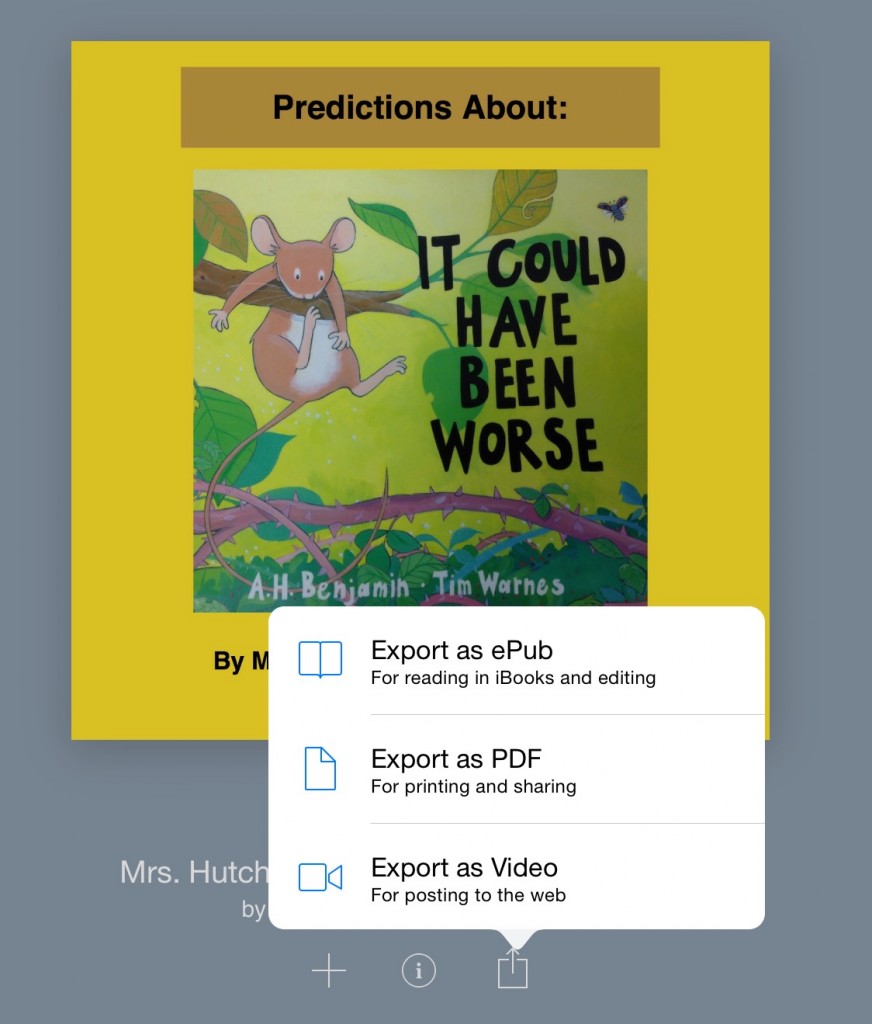 Book Creator saving options